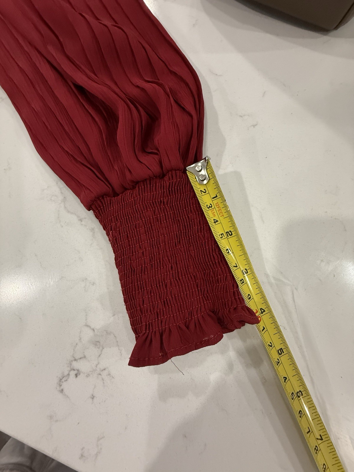 Aifer Top Womens M Cranberry Red Pleated Balloon Sleeves Dainty Flowy Lined EUC
