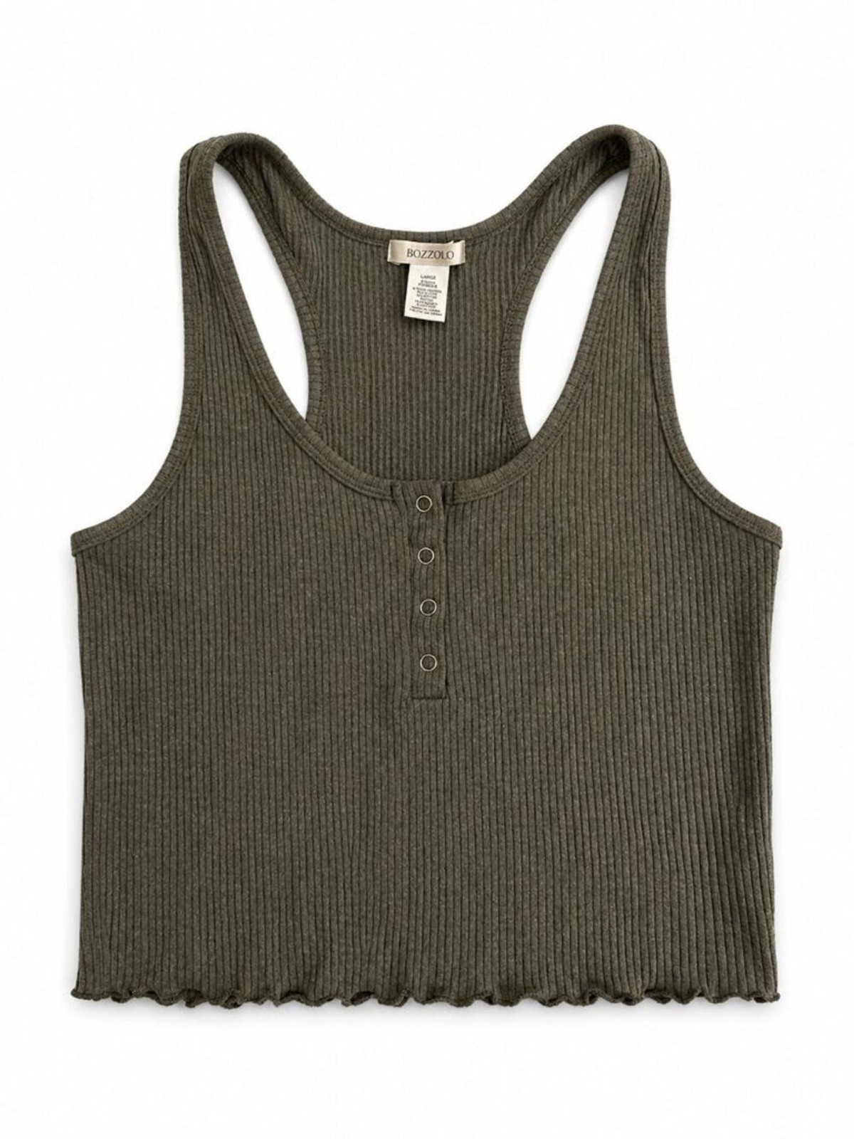 Bozzolo Ribbed Racerback Tank Top Olive Green Size Large