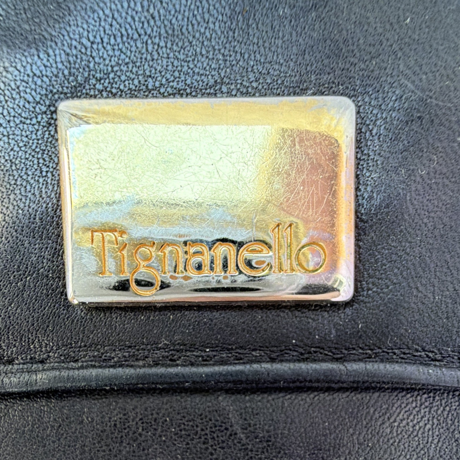 Tignanello Women’s Black Bifold Snap Wallet with Logo, ID Window, Card Slots