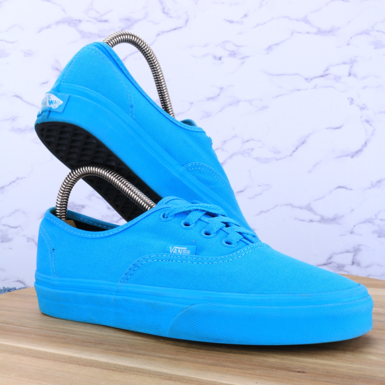 Vans Mono Turquoise Blue Low Lace up Canvas Sneaker Shoes Size Men 5.5 / Women 7