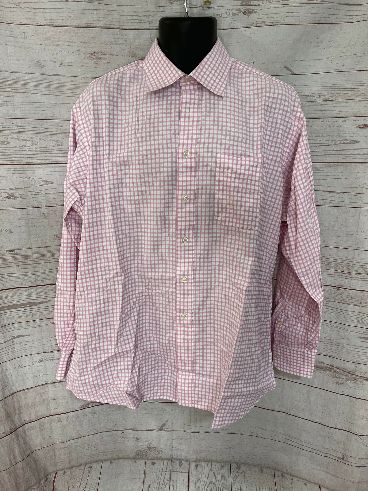 Saks Fifth Avenue Men’s White/Pink 100% Cotton Long Sleeve Dress Shirt Sz 16 1/2