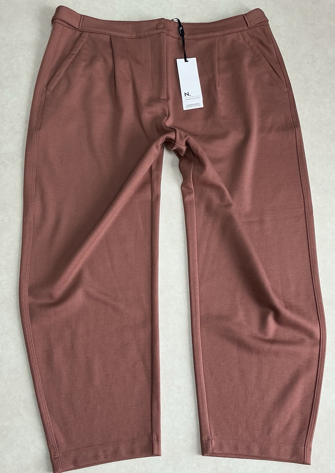 LADIES NEXT RELAXED STRAIGHT SALMON PINK TROUSERS SIZE 16 R BNWT (504E)