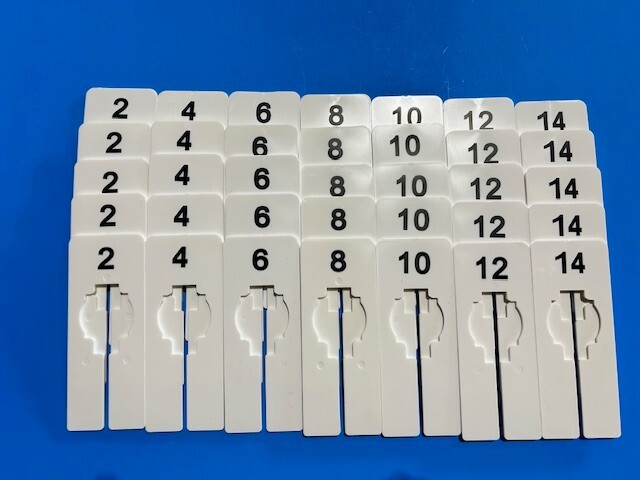 CLOTHING SIZE DIVIDERS SIZE 2 – SIZE 14 RECTANGLE 5 EACH