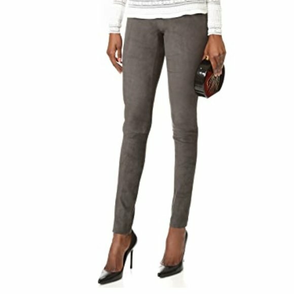 NEW Alice + Olivia Alice + Olivia Zip Front Suede Leggings Size 4 #P1579