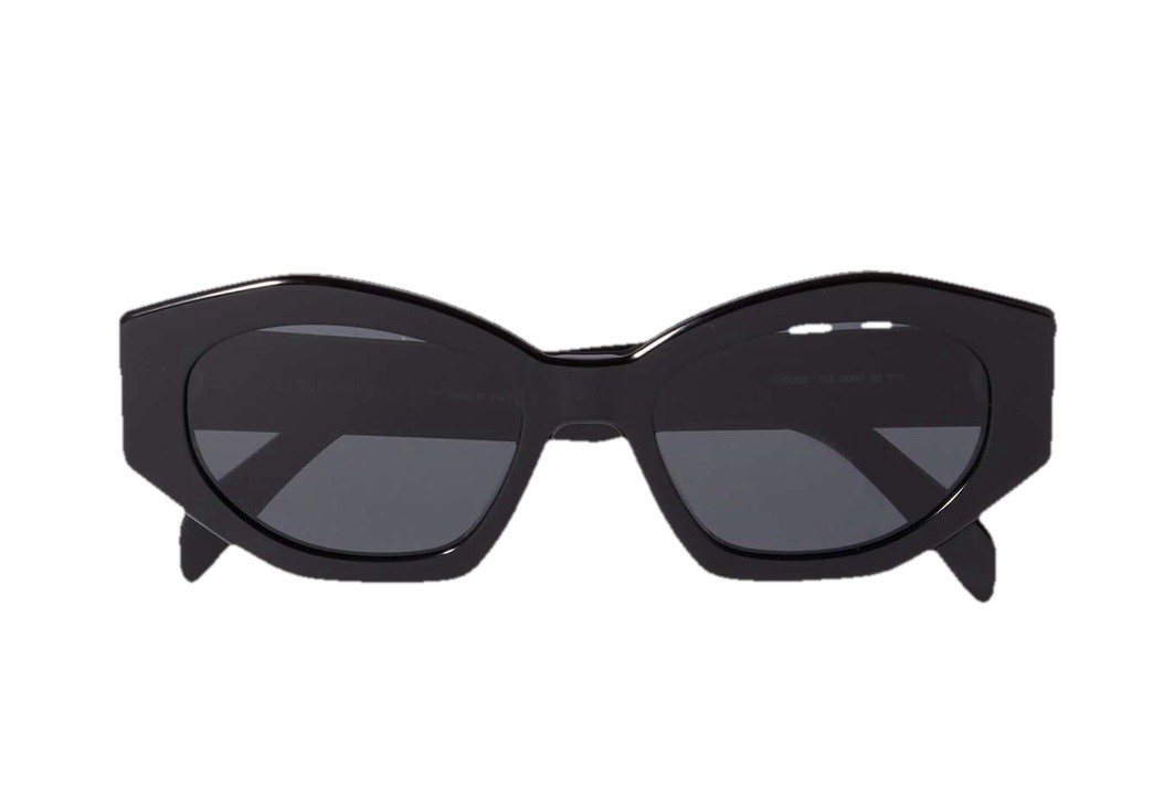 Celine CL40238U 01A Triomphe Oval Women Sunglasses Black Silver Grey AUTHENTIC