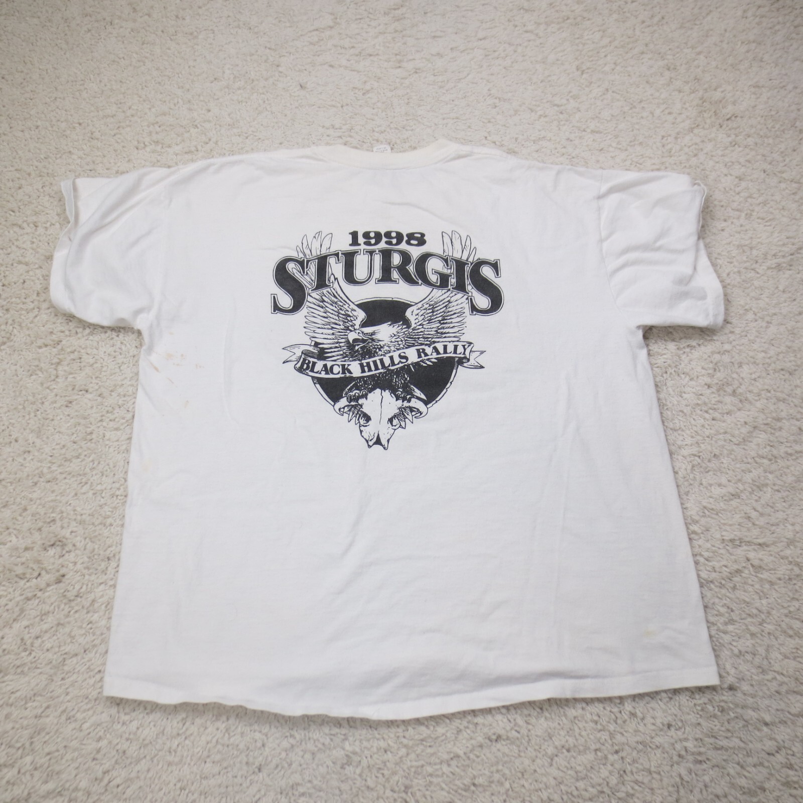 VINTAGE Sturgis Shirt Mens 2XL XXL White Motorcycle Biker Rally Eagle 90s USA