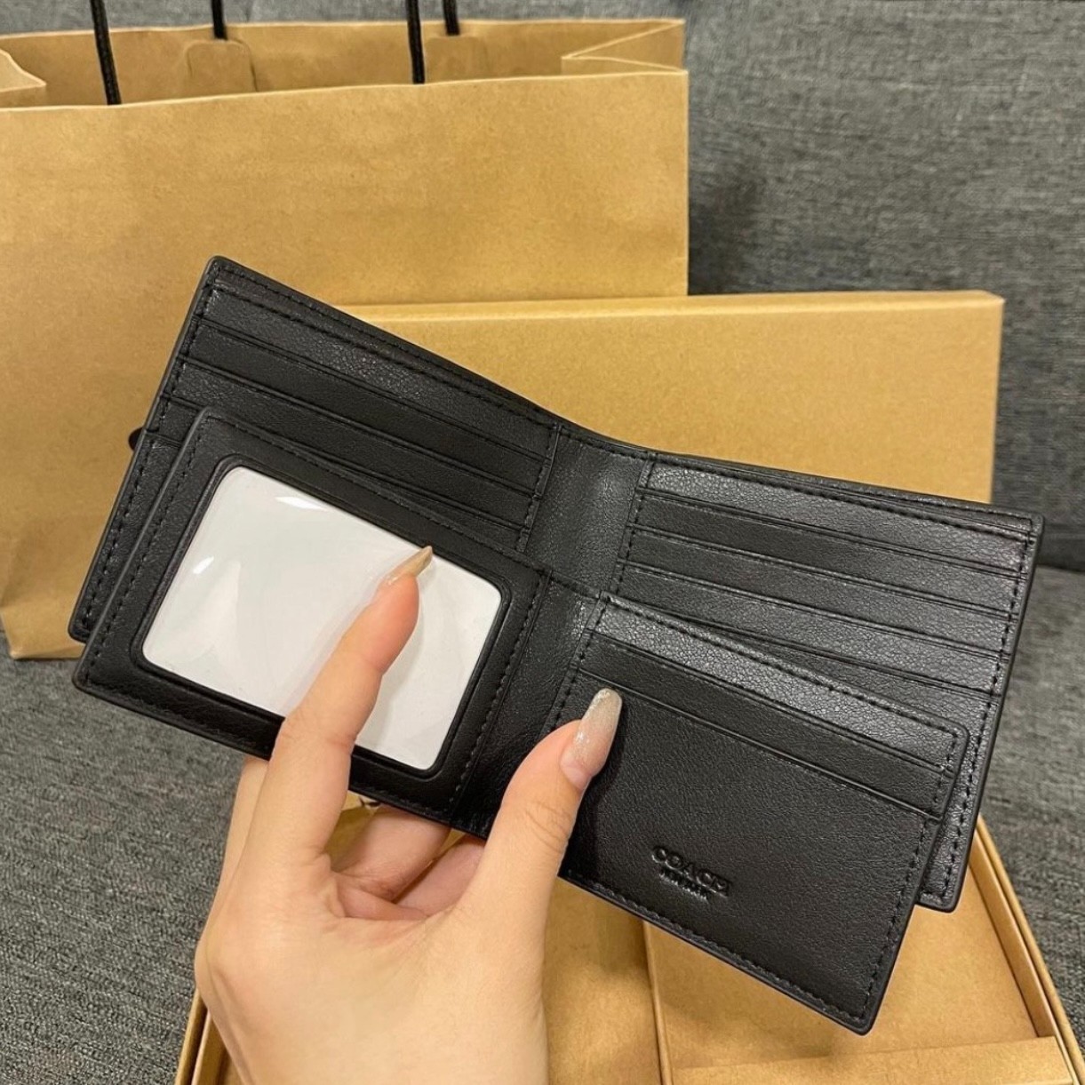 Coach 3 In 1 Signature Leather Men’s Wallet F74993 | Charcoal Black — New In Box