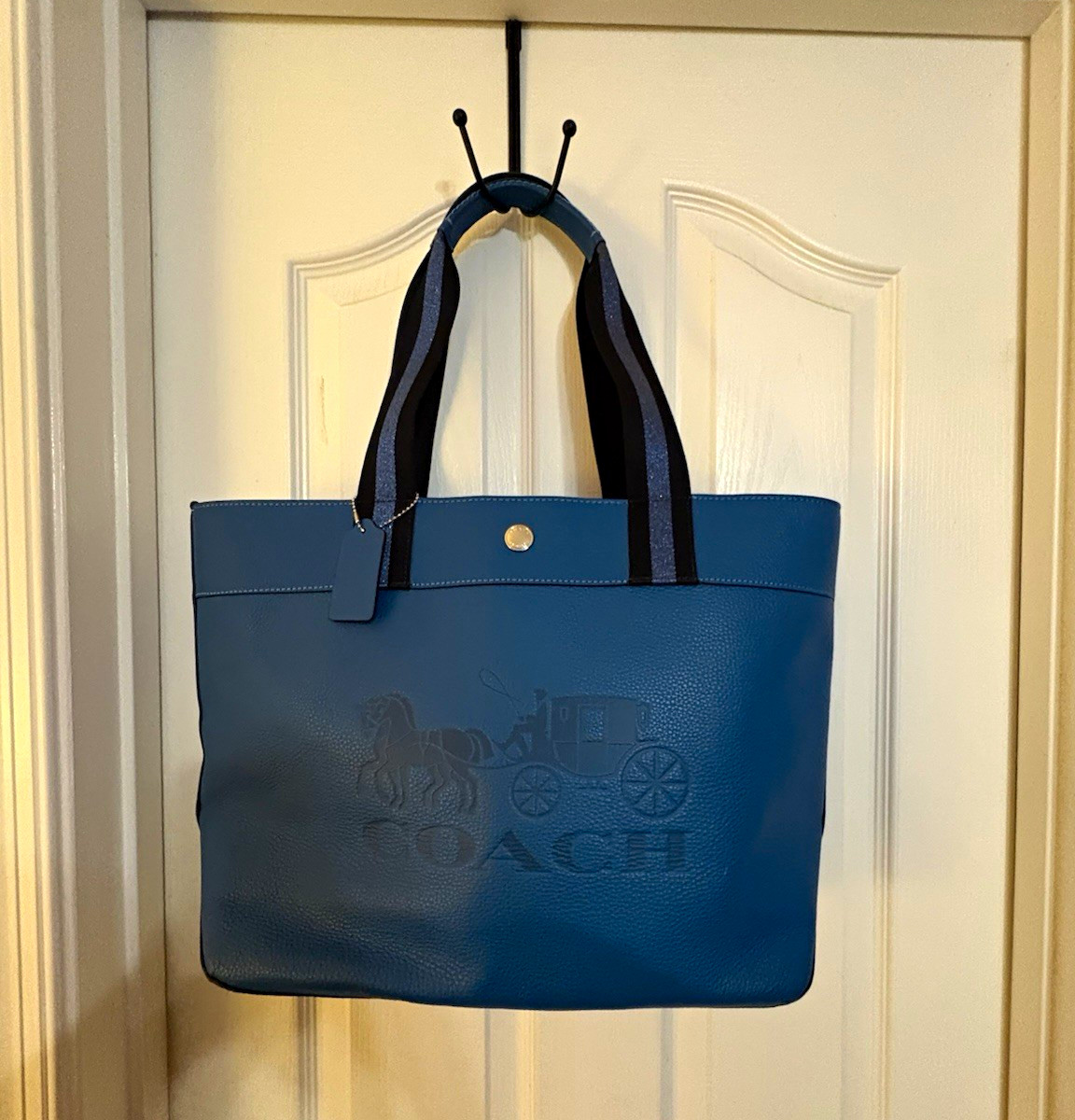Blue Coach Jes Tote Bag with Horse and Carriage Logo