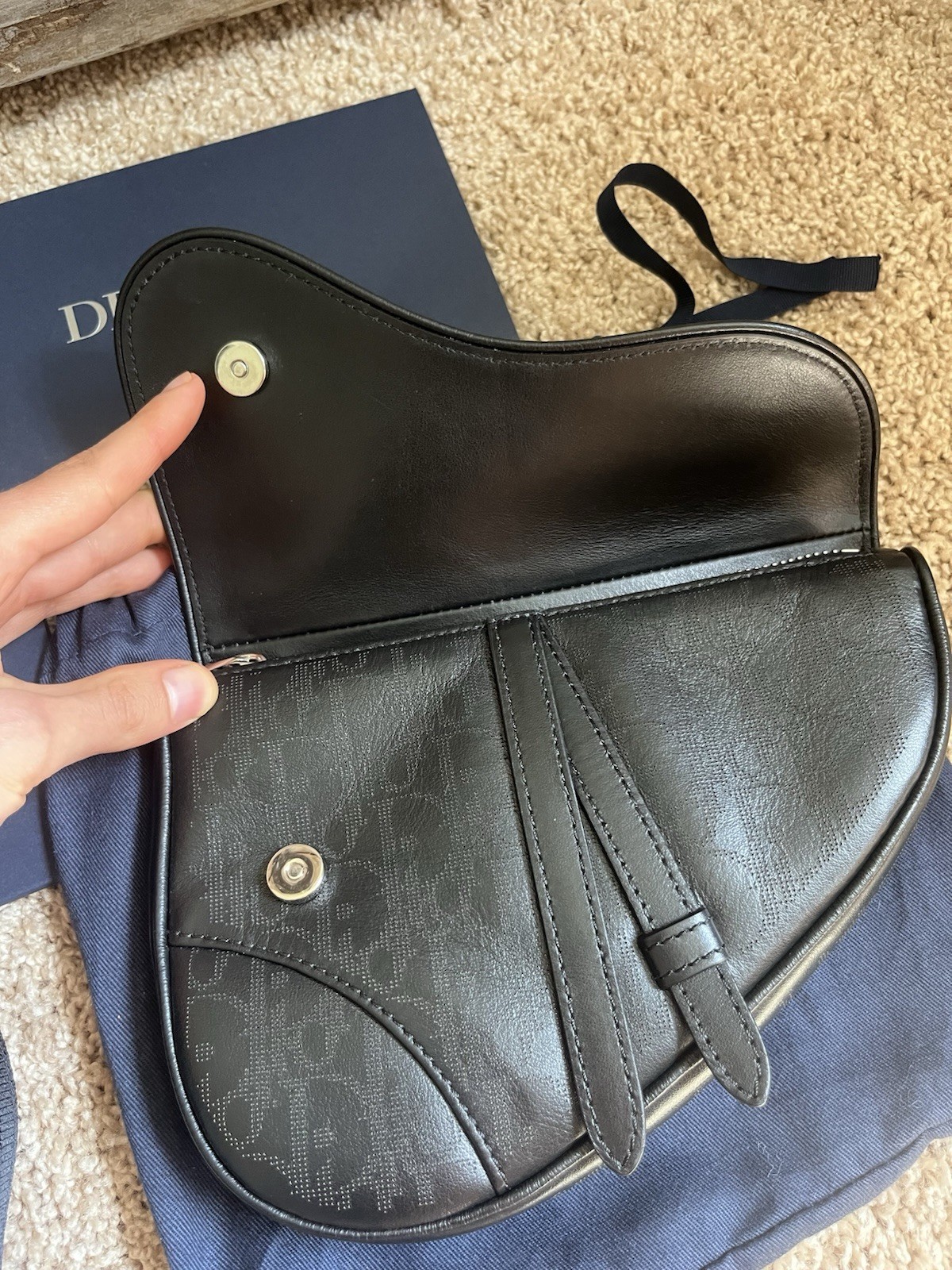 Dior Saddle Mini Galaxy Oblique Black Logo Pattern Men’s Crossbody Full Set