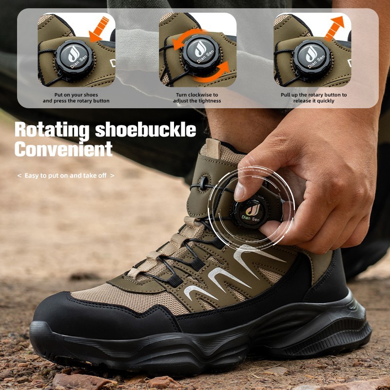 Men Work Boots Safety Shoes Anti-puncture Indestructible Steel Toe Shoes