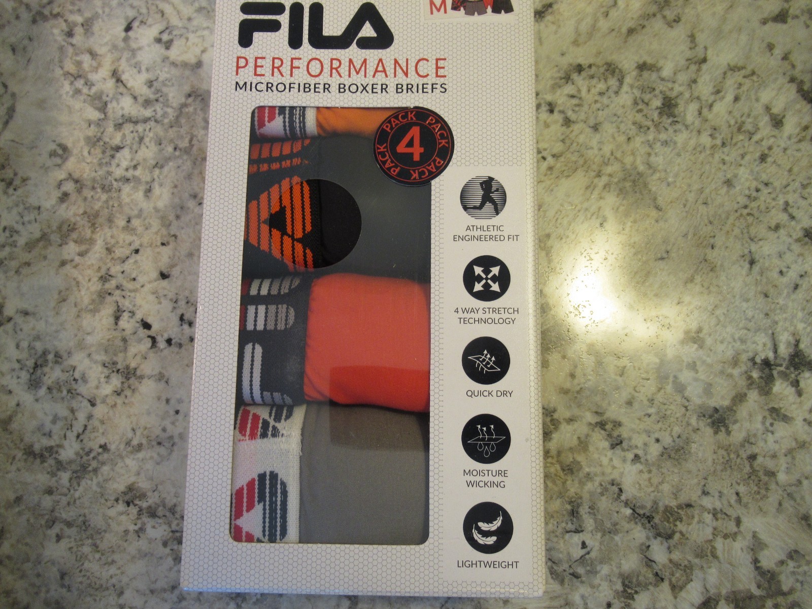 FILA Boxer Briefs Microfiber 4 Pack Size Medium Underwear NIP Free USA Shipping