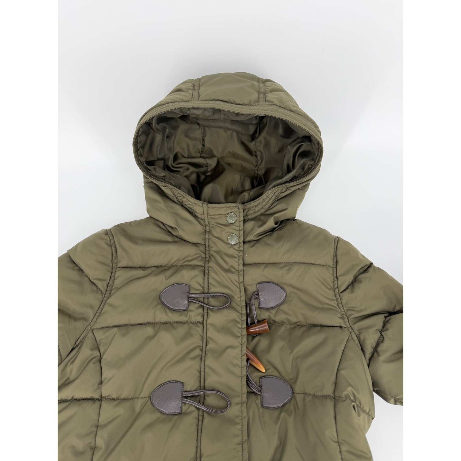 Aeropostale Olive Green Toggle Puffer Jacket Hooded Duffle Coat 8623AF13