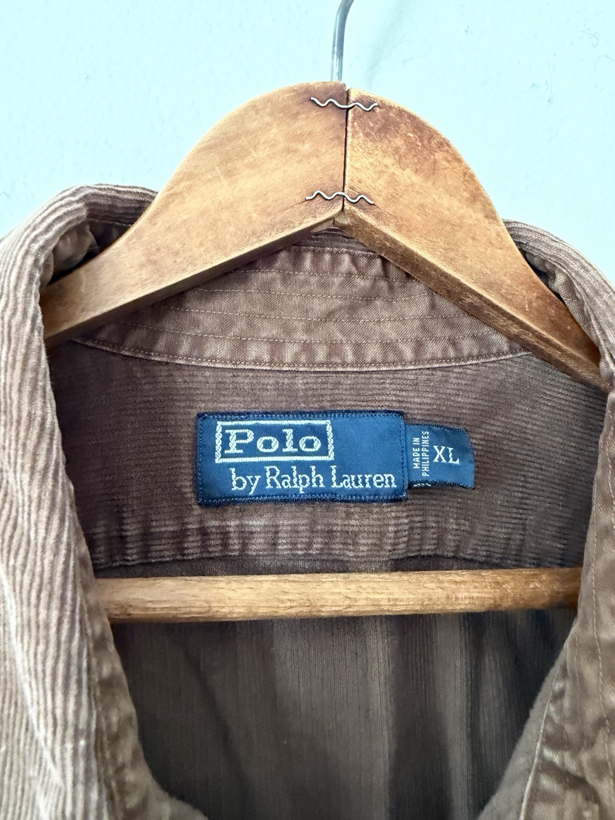 Polo Ralph Lauren Corduroy Elbow Patches Button Up Shirt Brown XL