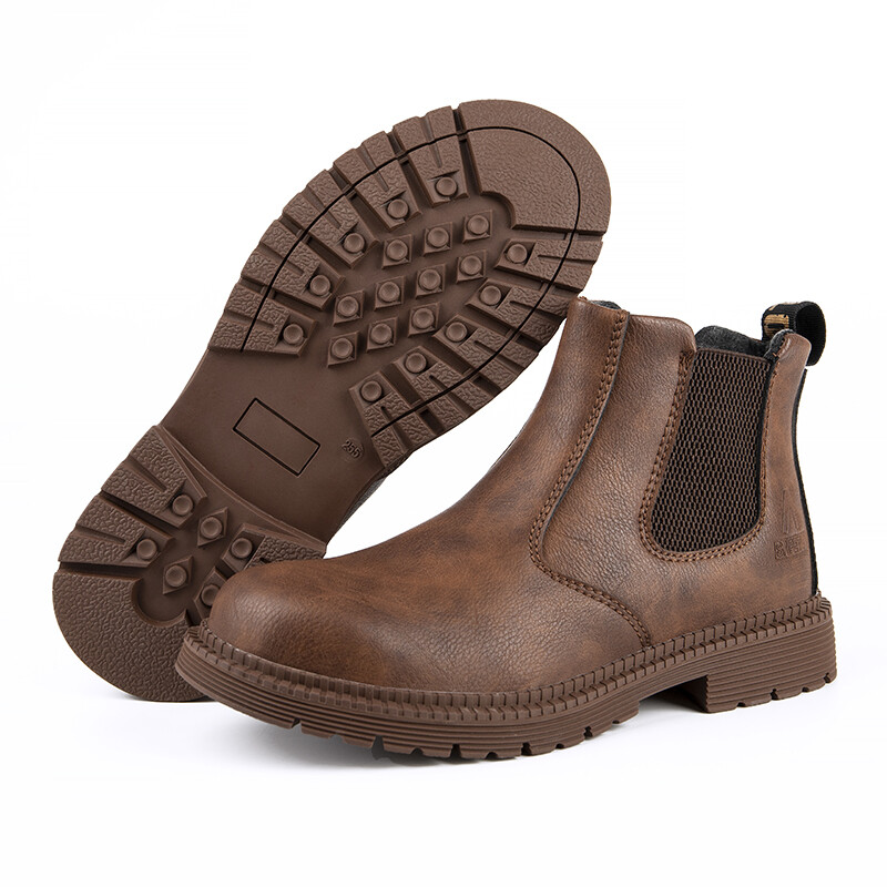 Non Slip Men’s Steel Toe Work Boots Construction Waterproof Leather Safety Shoes