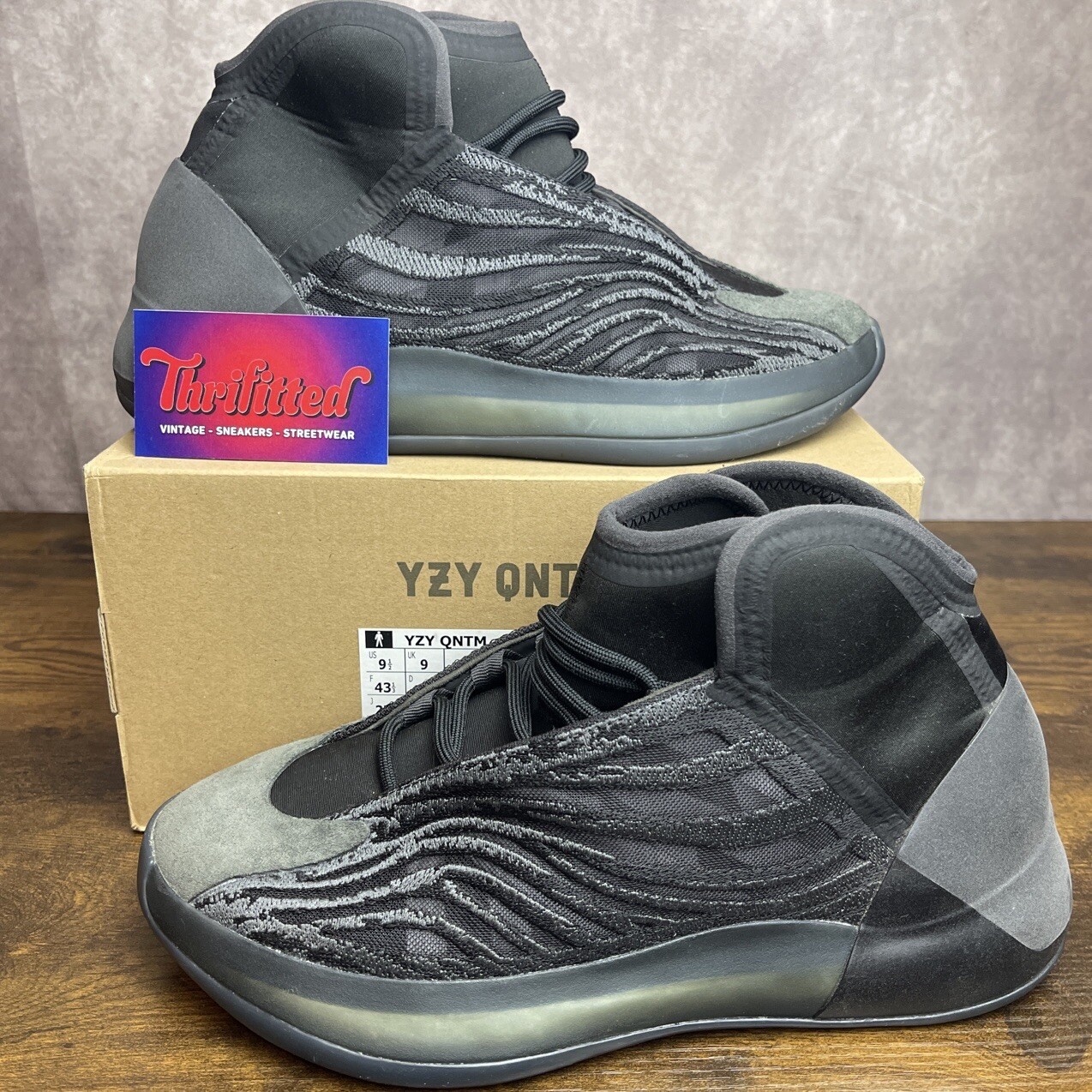 Yeezy QNTM Onyx Size 9.5 GX1317 Triple Dark Black Quantum OG Kanye West Men’s