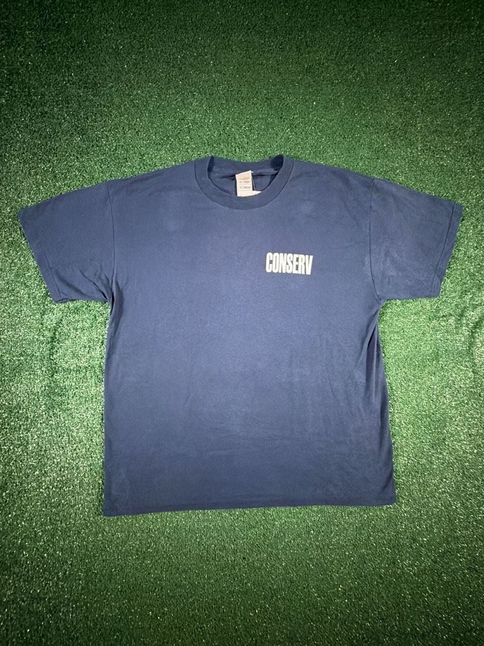 Vintage Fruit of the Loom Conserv Graphic Navy Blue T-Shirt