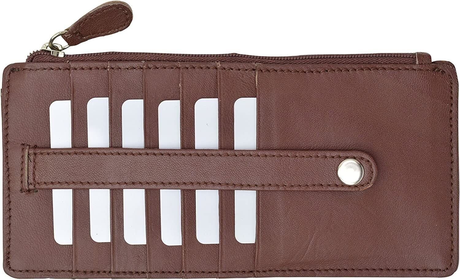 Cavelio Leather Thin Vertical Stacker Card Case Wallet with ID Window