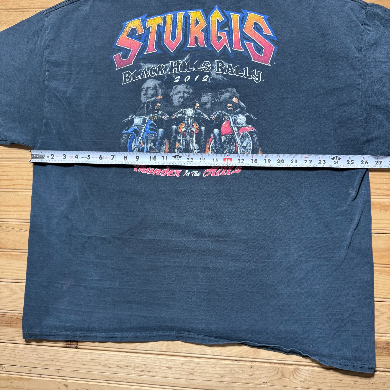 2012 Sturgis Black Hills Rally Thunder in the Hills Graphic Biker T-Shirt – 2XL
