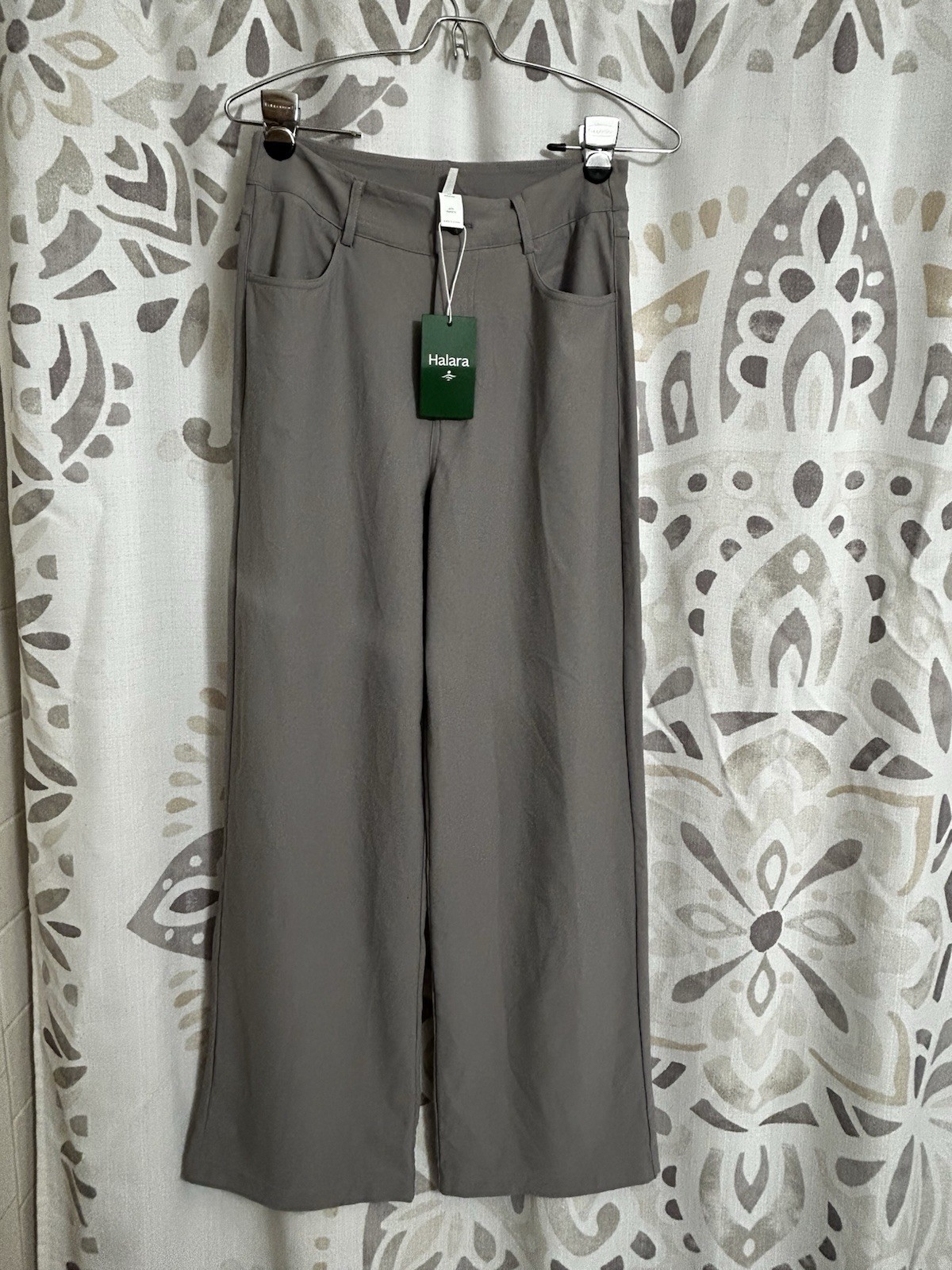 Halara Women’s Lightweight Dress Pants Wide Leg Cropped Pockets Gray Size S NWT
