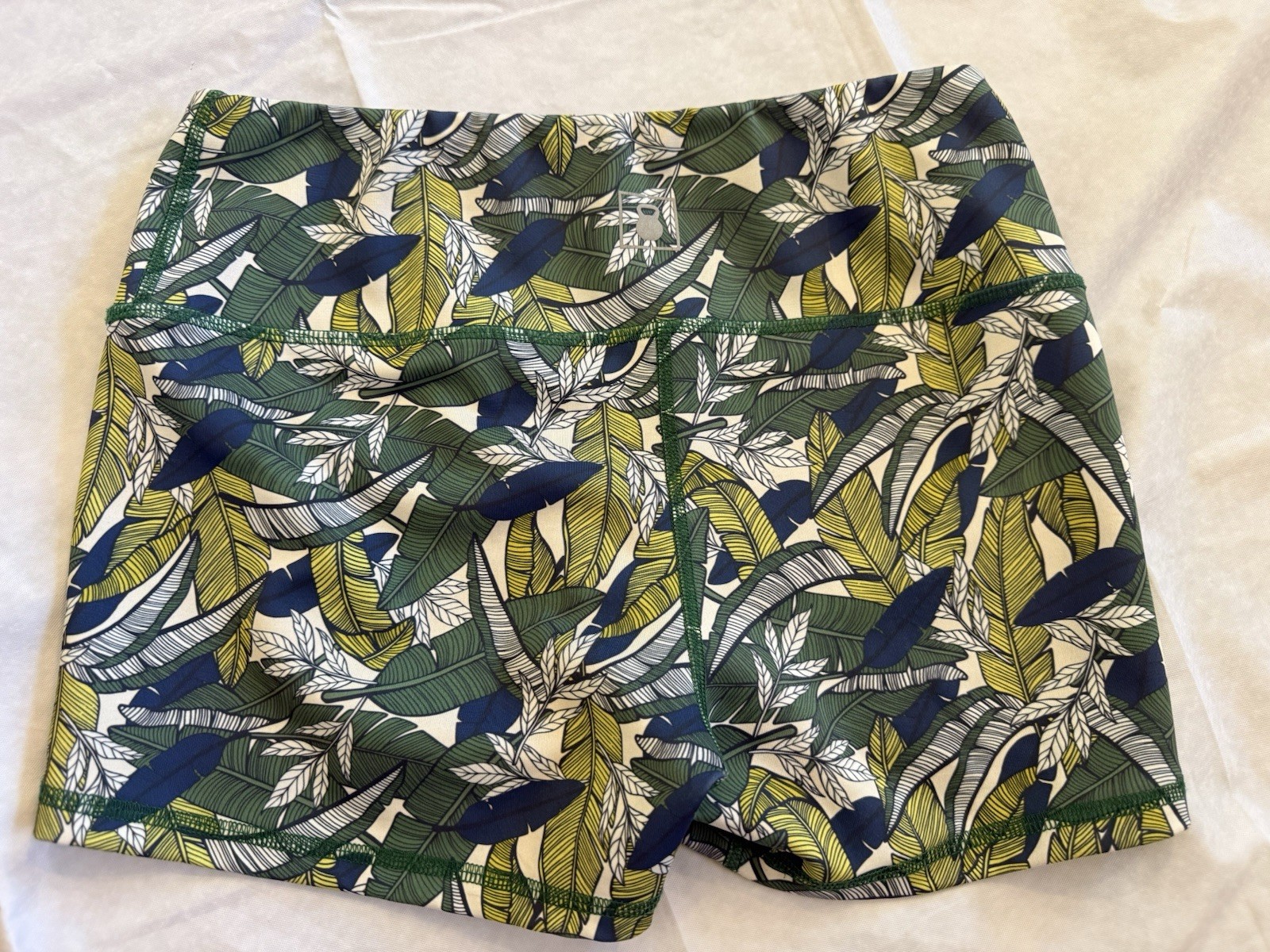 2POOD Spandex Booty Shorts Medium M Tropical Palm Leaf HighRise CrossFit Workout