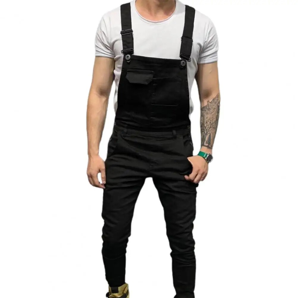 Men Suspender Denim Jeans Dungarees Overalls Romper Jumpsuit Bib Pants Trousers