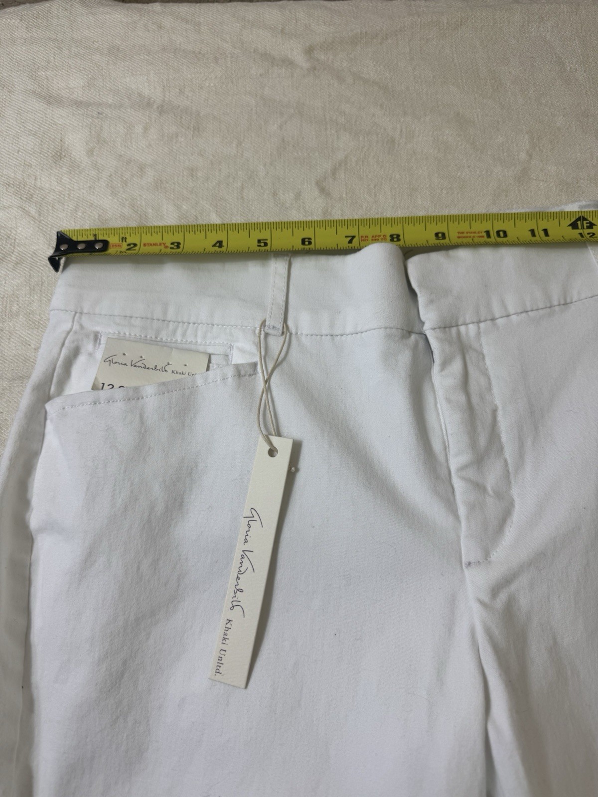 Gloria Vanderbilt Charlene Women’s White Stretch Pants 5 design Pockets Size 12