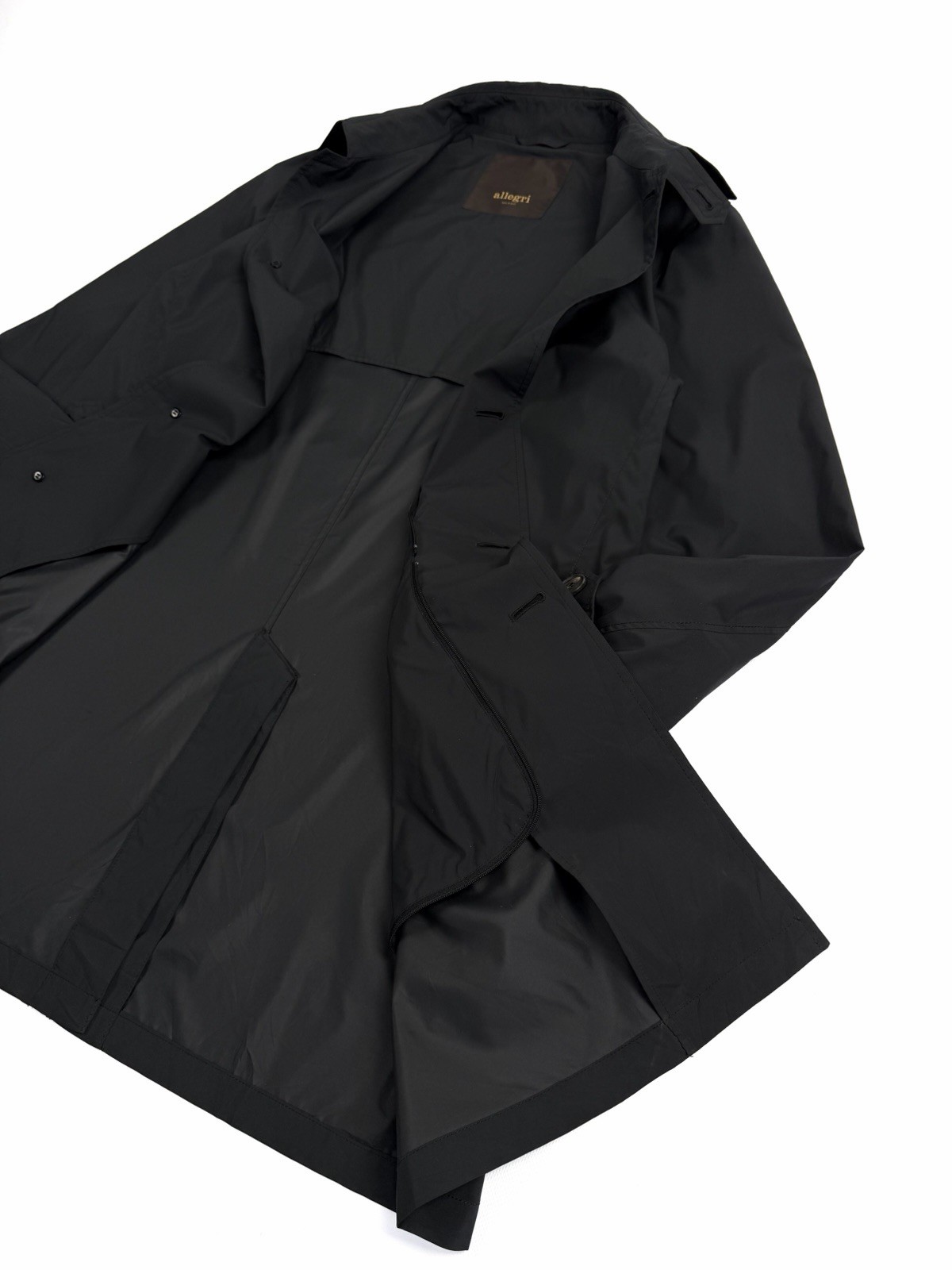 Allegri Milano Packable Raincoat Windbreaker Jacket Men IT 52 Black Nylon Italy