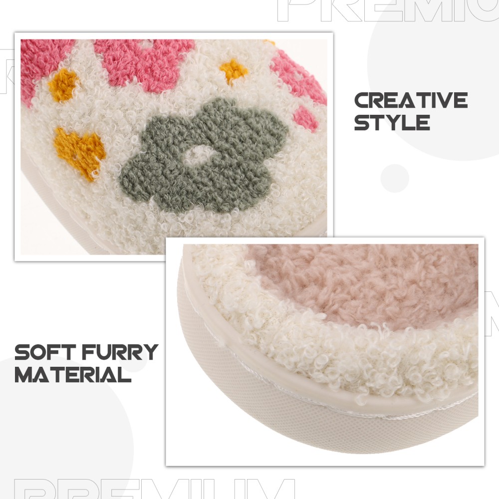 1 Pair Comfy Womens Slippers Plush Cotton Lining Durable Nonslip Sole
