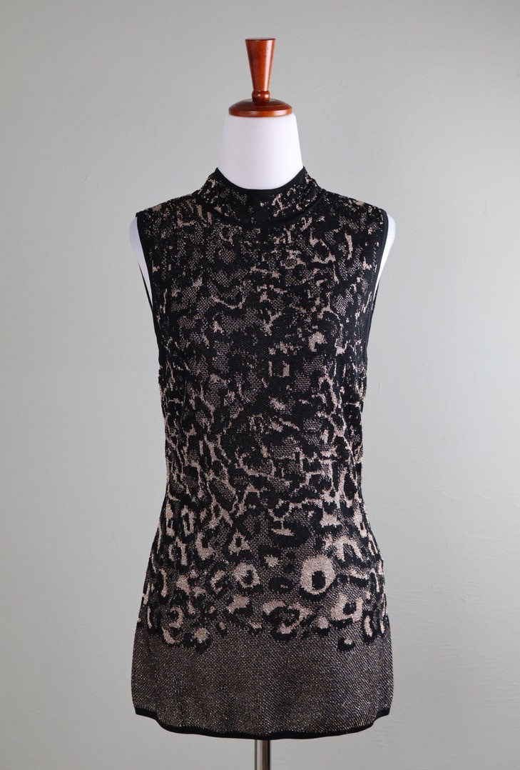 WHITE HOUSE BLACK MARKET NWT $89 Sleeveless Jacquard Mockneck Top Size Small