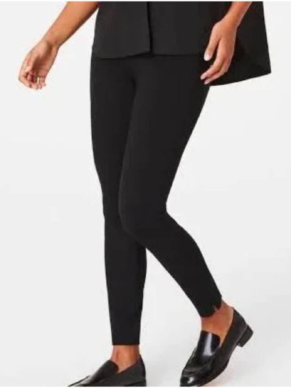 SPANX Black Seamless High Waisted Leggings Angle Zipper Size L Slimming
