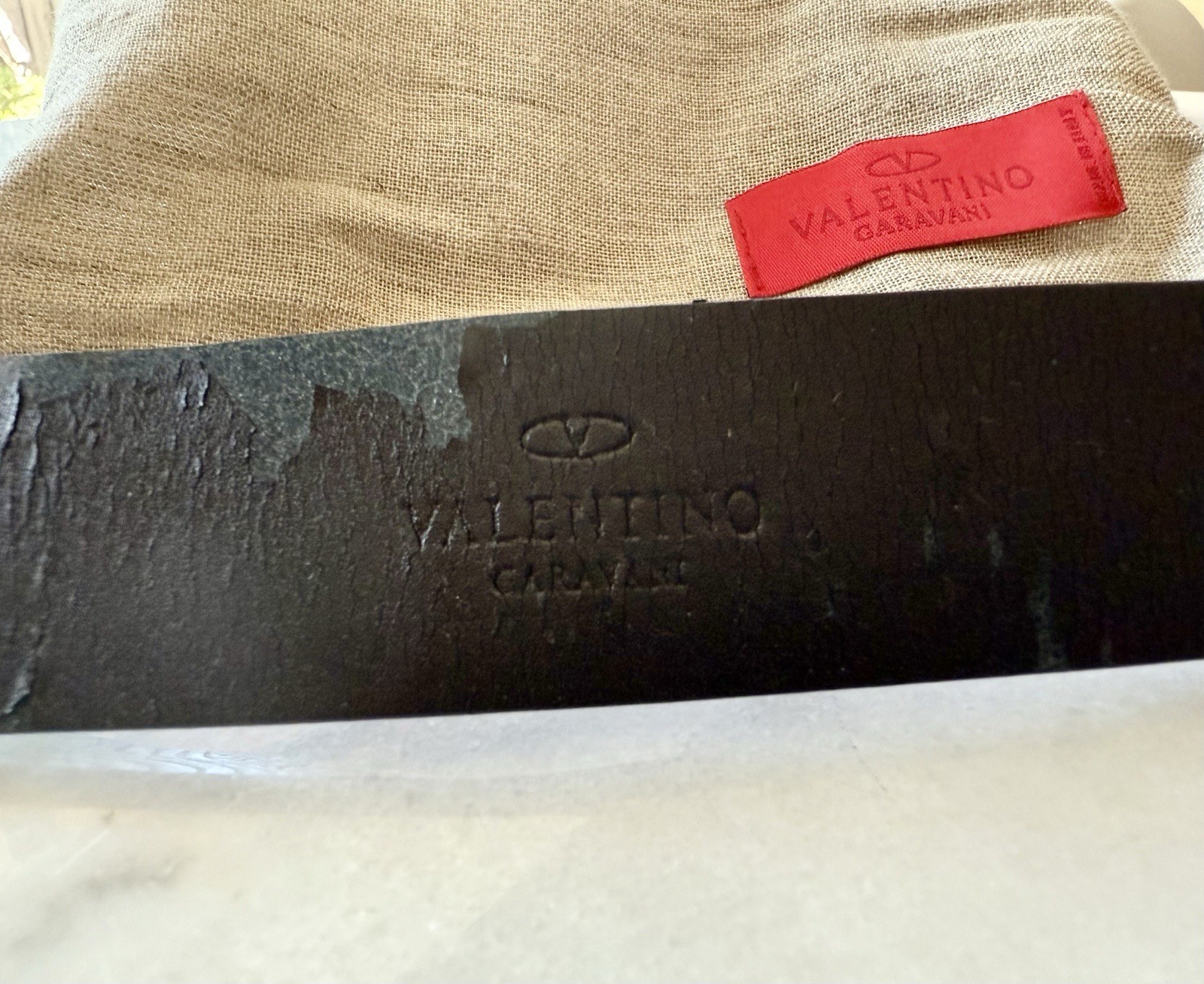 Vintage VALENTINO GARAVANI Brown Leather Belt Dust Bag – ITALY – Belt Only-38″++