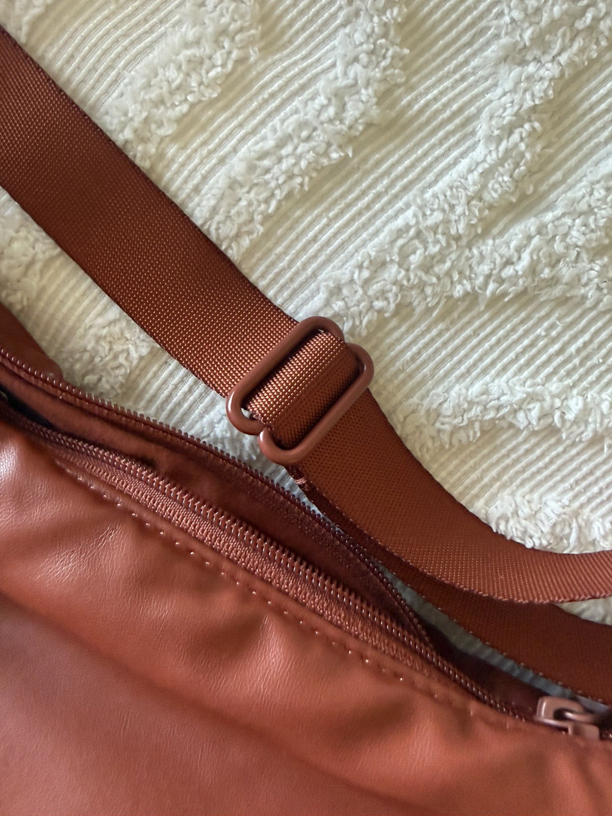 UNIQLO C Faux Leather Touch Round Shoulder Bag Dark Orange