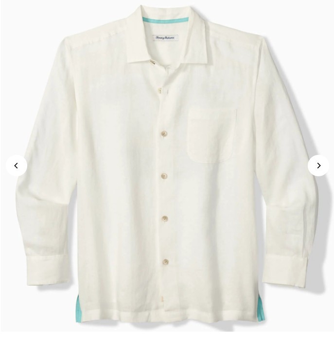 Tommy Bahama Long Sleeve BAHAMA SHORES EMBROIDERED Linen Blend Camp Shirt, $158