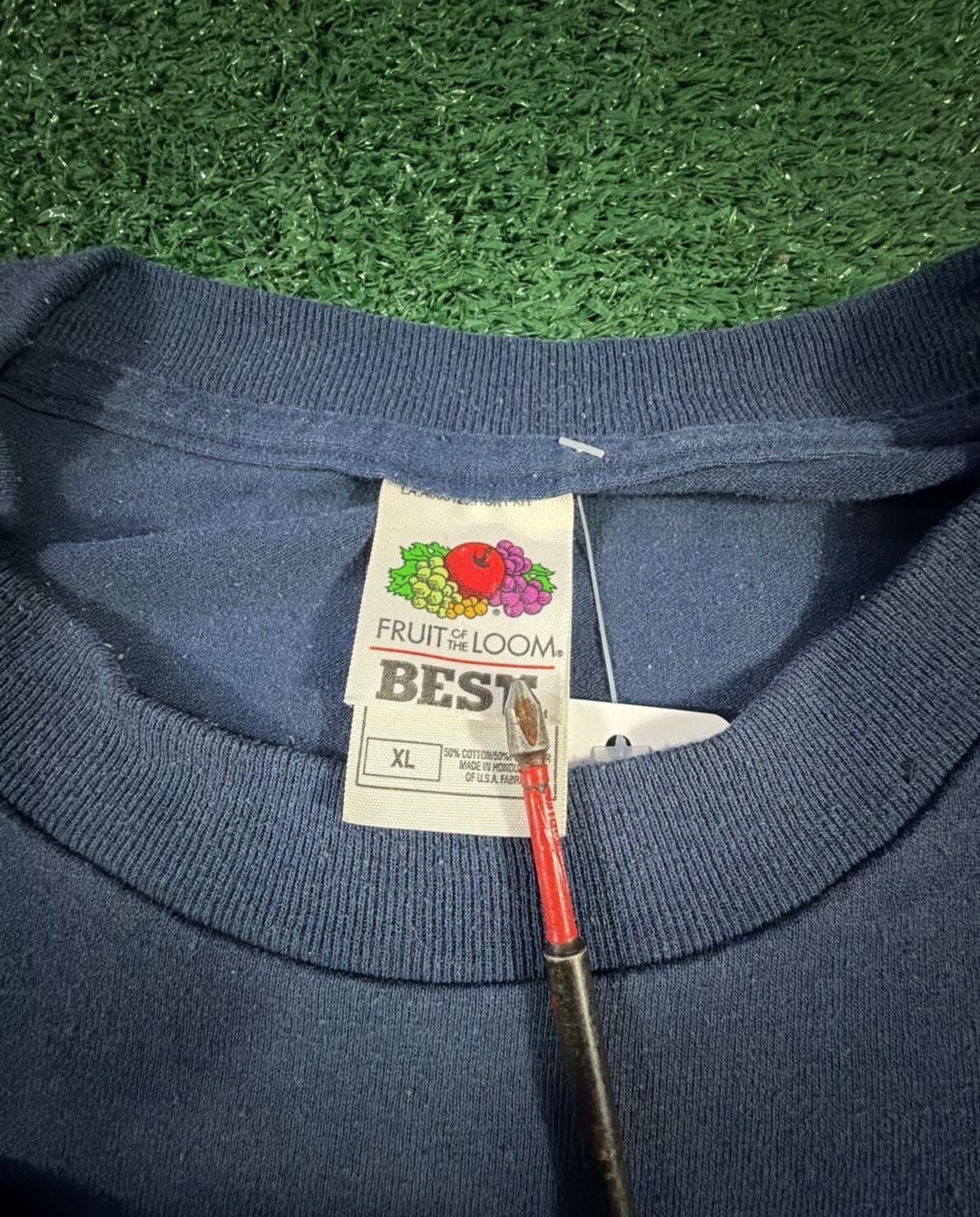 Vintage Fruit of the Loom Conserv Graphic Navy Blue T-Shirt