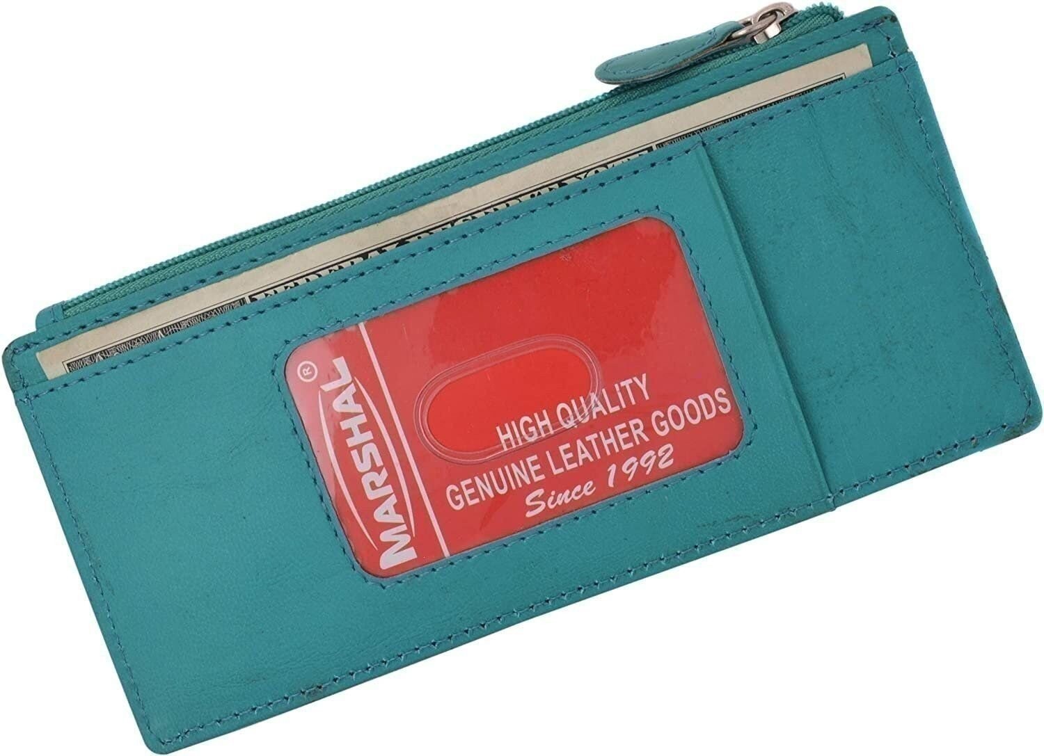 Cavelio Leather Thin Vertical Stacker Card Case Wallet with ID Window