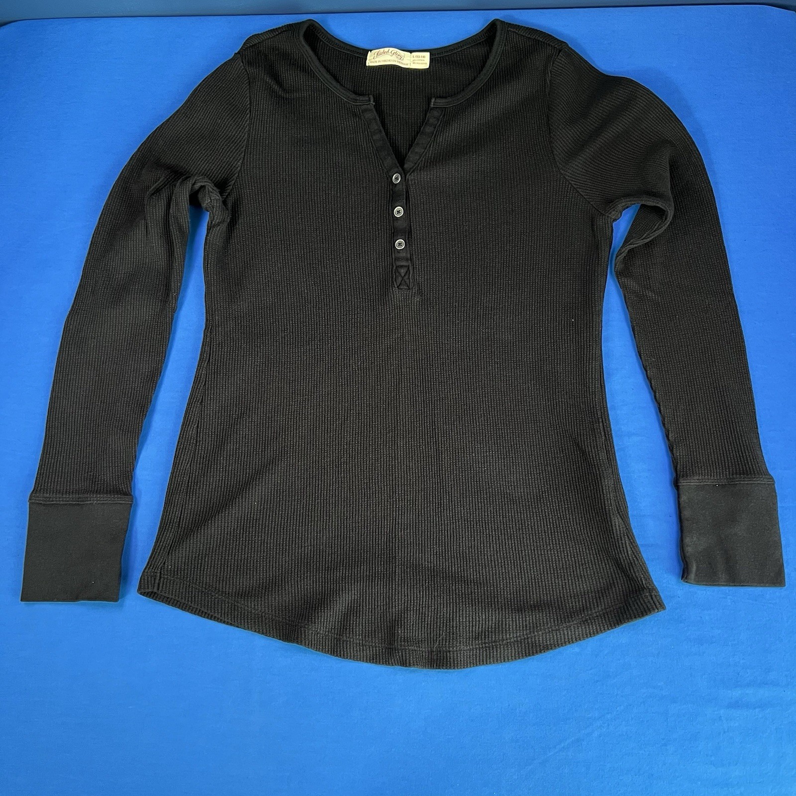 Faded Glory 2 Black and White Striped & Black Long Sleeve Shirts L