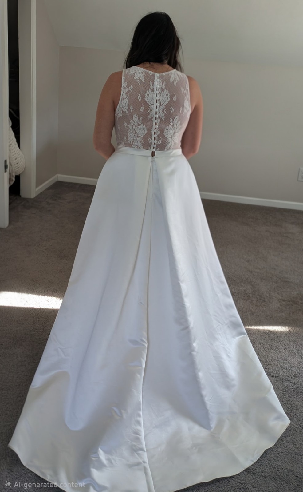 Ivory Halter Neck Sleeveless Ball Gown Wedding Dress Lace Back 12 New
