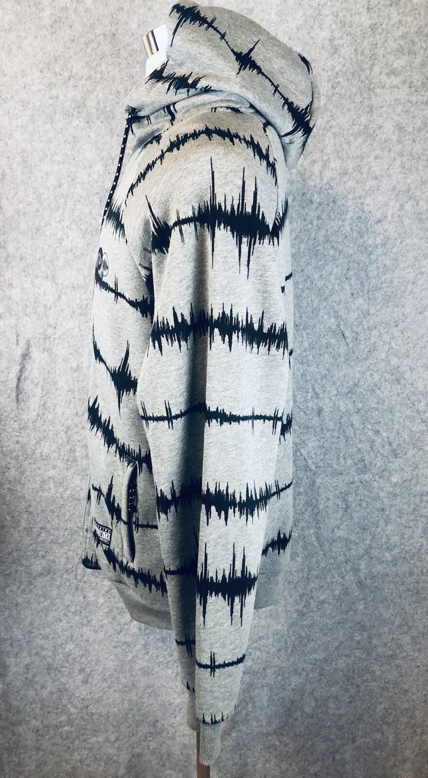 ROCKSMITH Hoodie Size L All Over Sound wave Print 90s Grunge Music Hip Hop