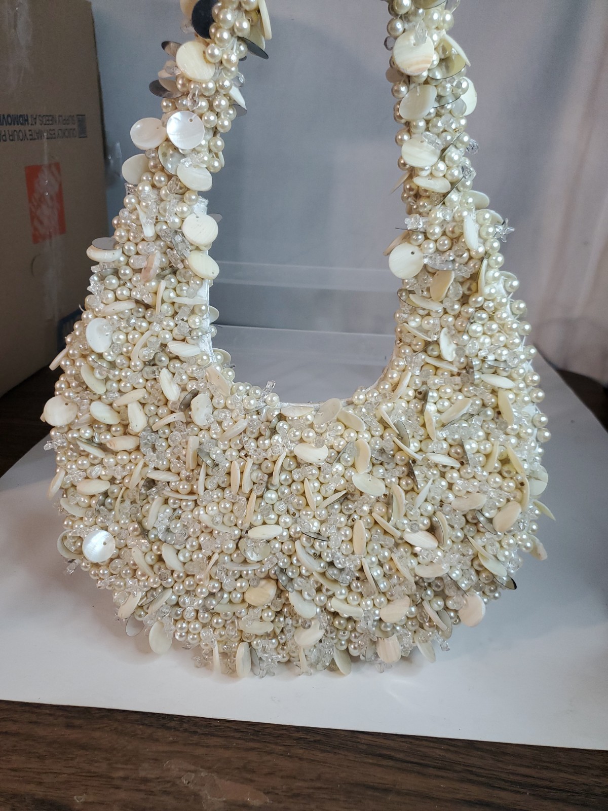 Natural Shell & Faux Pearl Beaded Shoulder Bag Purse Mermaidcore Coastal