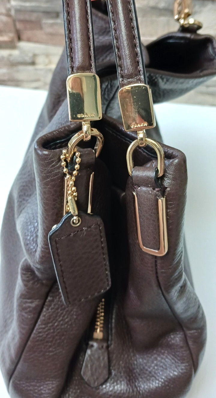 Vintage Coach Madison Phoebe 26224 DARK BROWN Pebbled Leather Bag 2010s * NOS