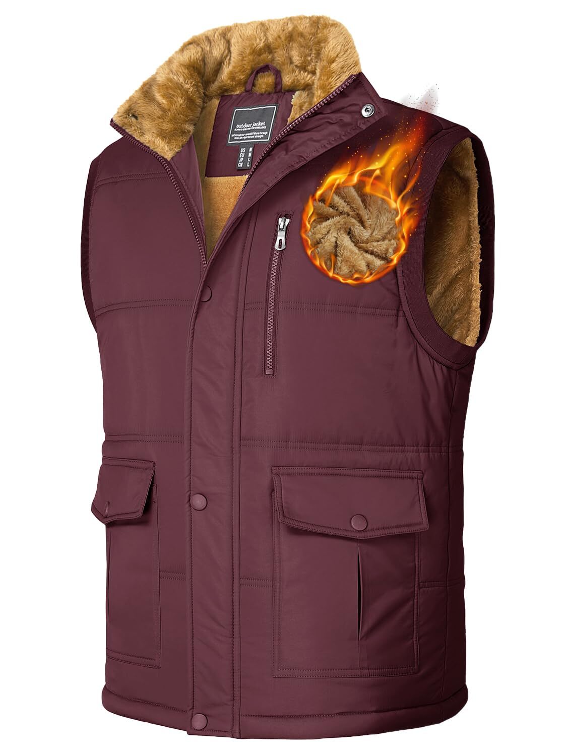Men’s Winter Vests Sleeveless Jackets Casual Warm Fleece Lined Padded Outerwear