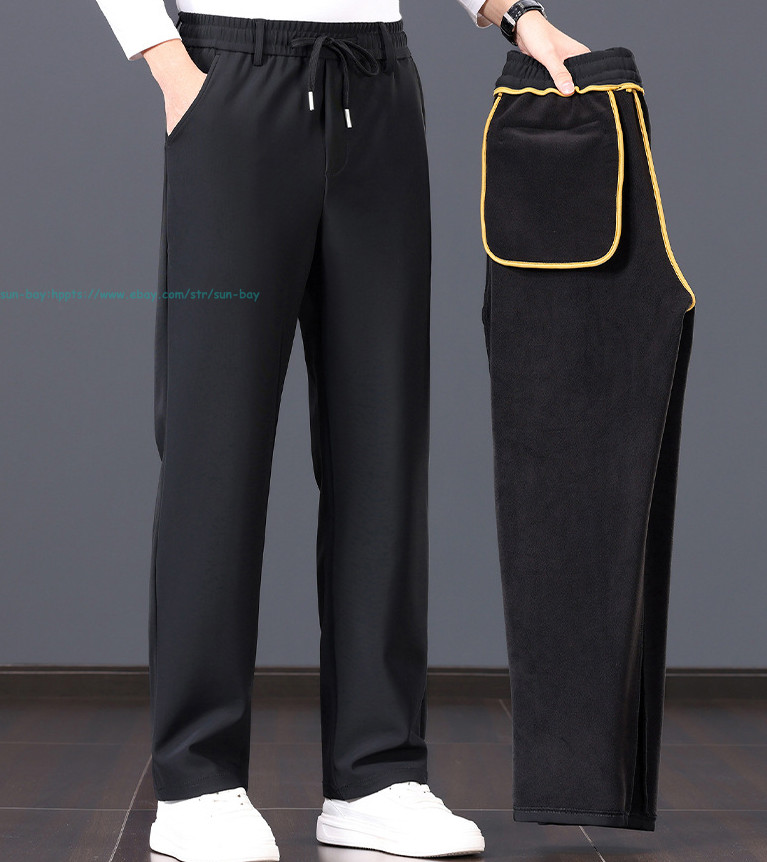 Winter Men Fleece Lined Joggers Pants Workout Warm Trousers Casual Straight Pant