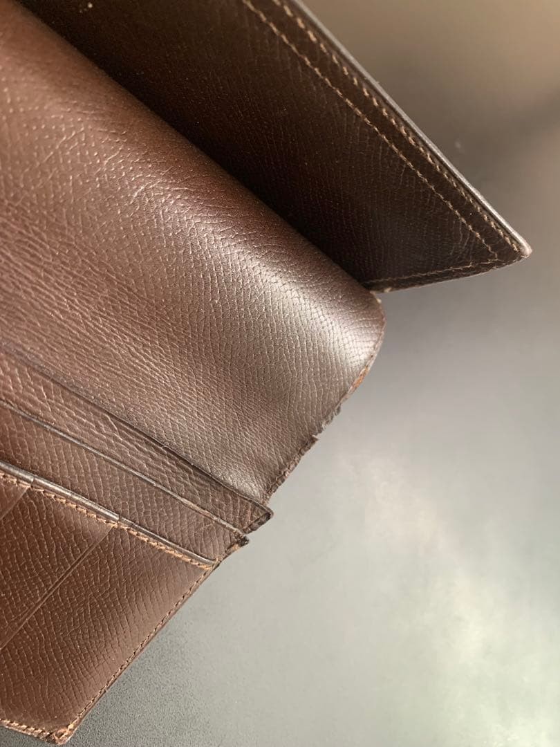 HERMES Bearn Long Wallet, Bifold Wallet, Leather, Engraved Brown 17.5x9cm France