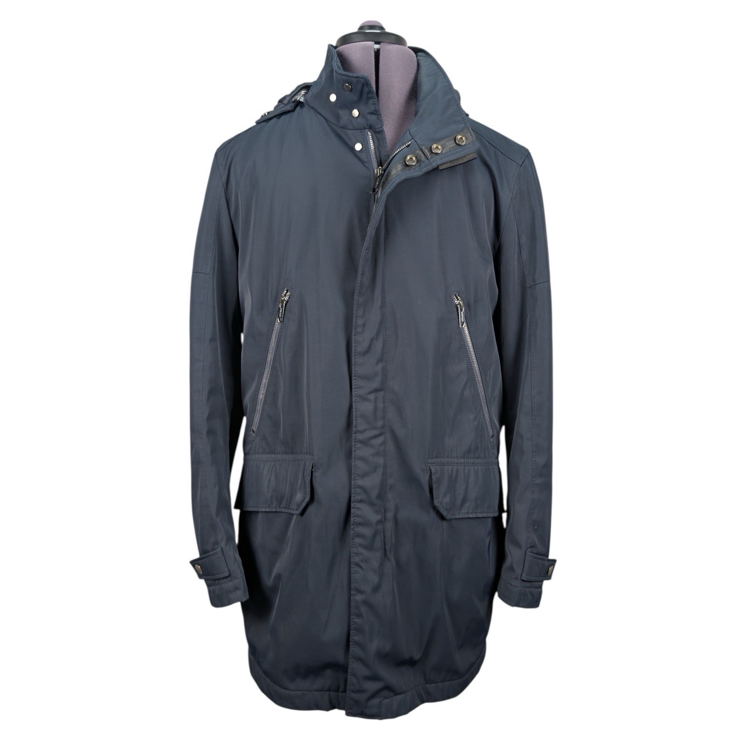 Strellson WAVESTAR Dark Blue Padded Coat Detachable Hood Mens UK 42 EU 52