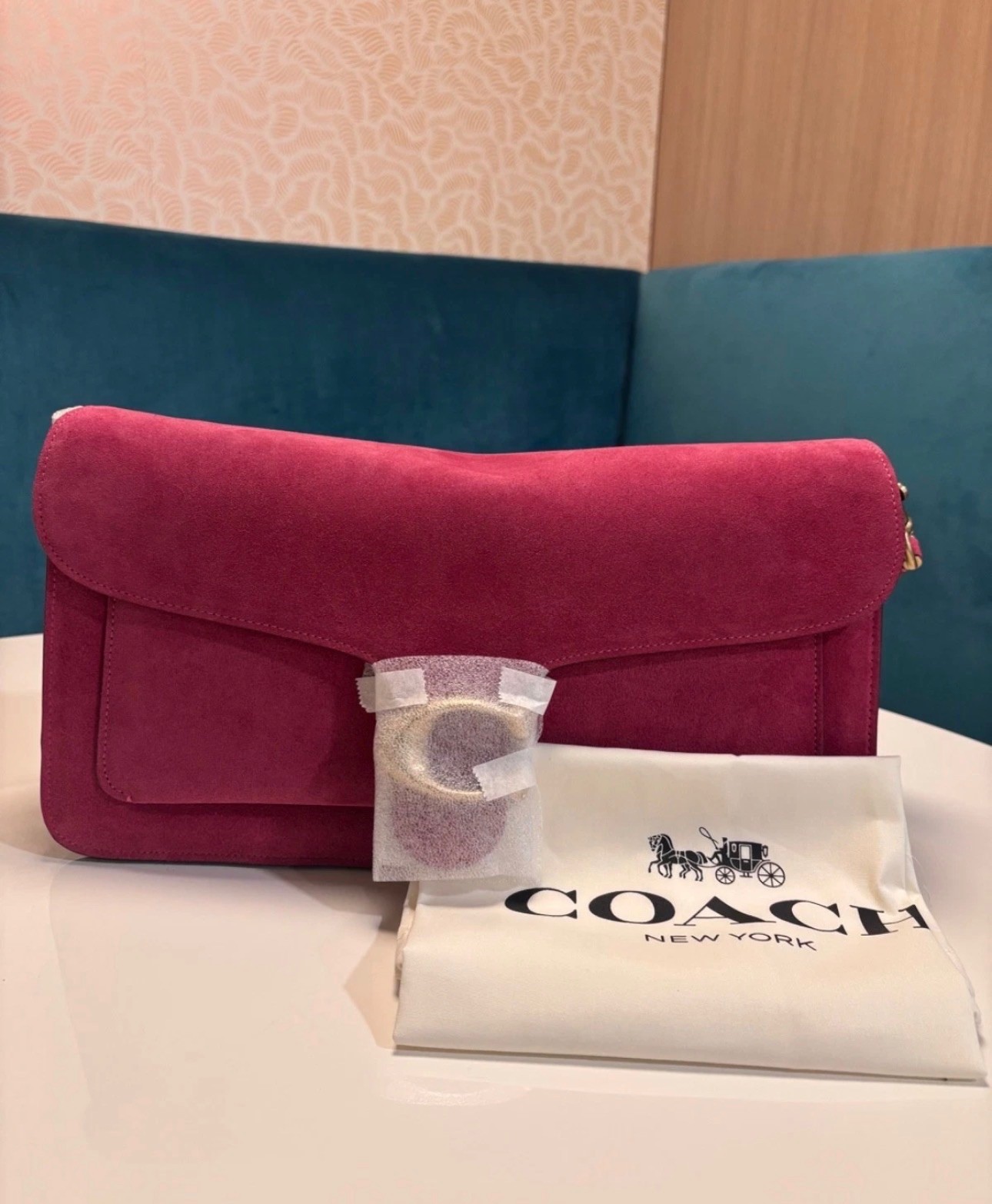 NWT Coach Tabby 36 Dark Fuchsia Suede CEM12