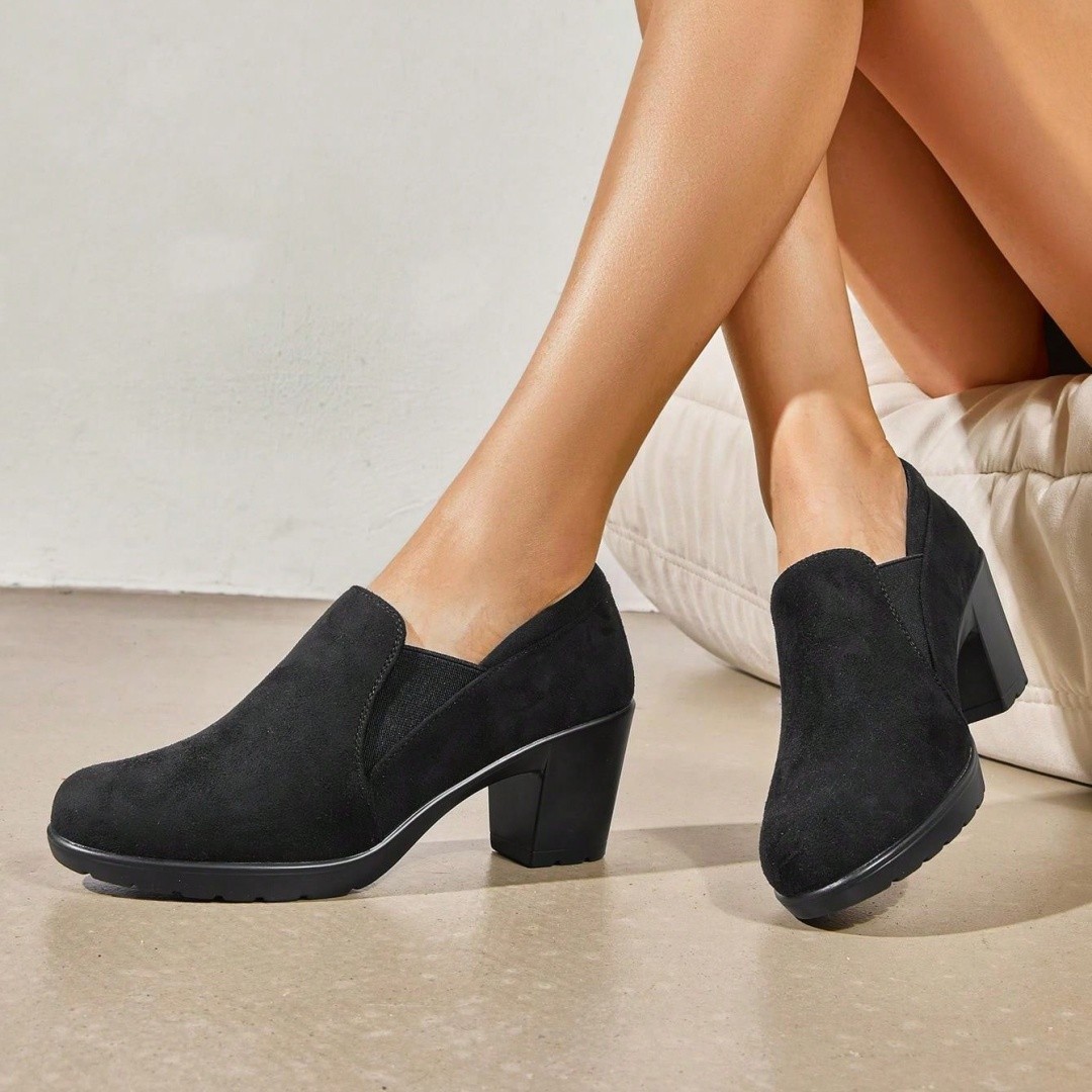 Women Dress Pump Shoes Low Chunky Block Heel Slip On Work Office Business Shoes~