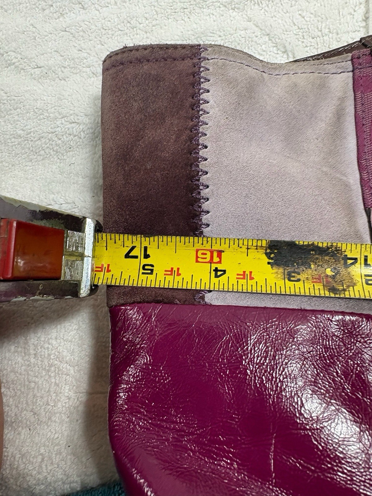 Coach Bleecker Purple Patchwork Tote Bag Leather Suede Signature Y2K F14045