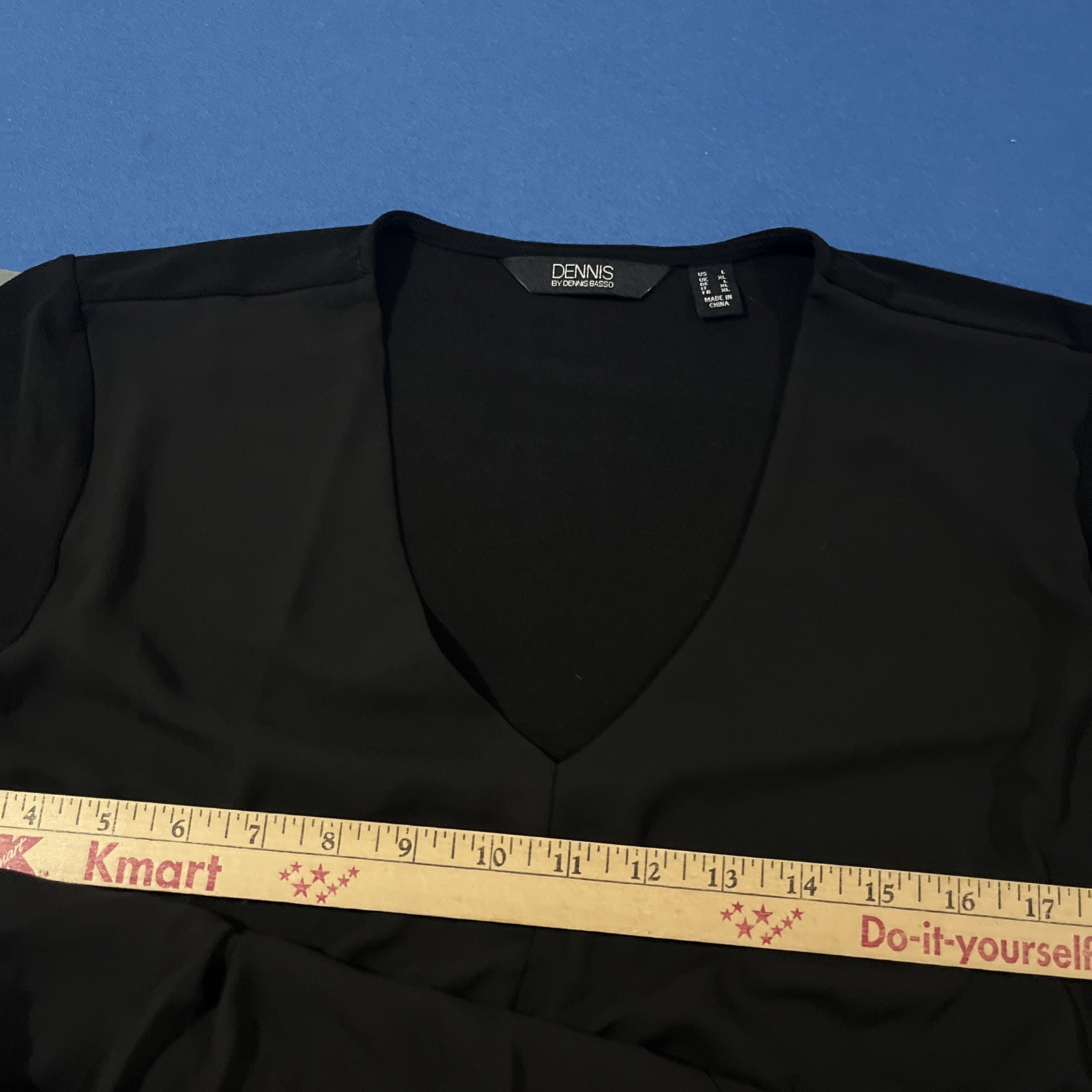 Dennis Basso Top Women’s L Major Black Caviar Crepe Tunic Long Sleeve – New