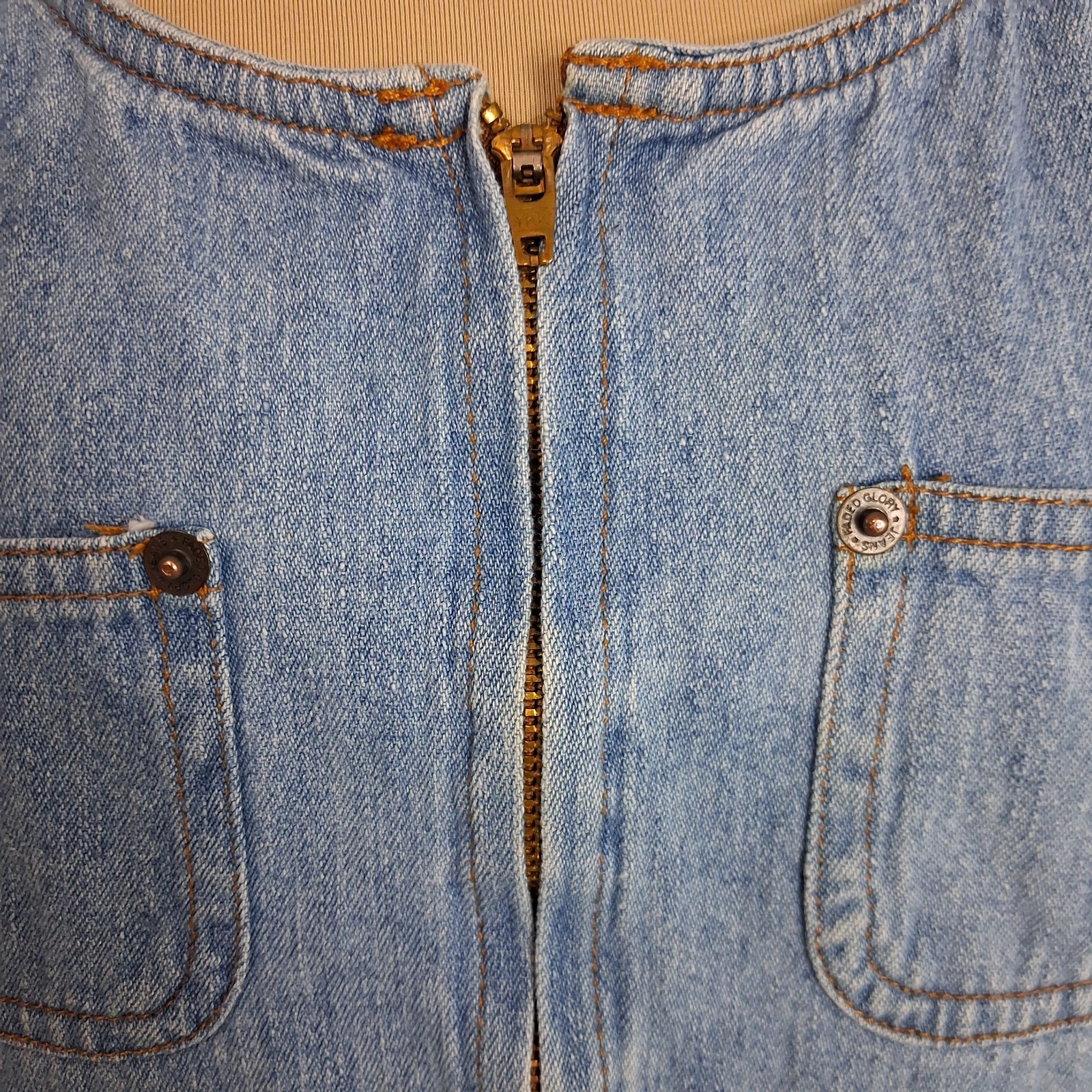 Denim Overall Pinafore Vintage Apron Style Jumper Dress Sleeveless Cottage S