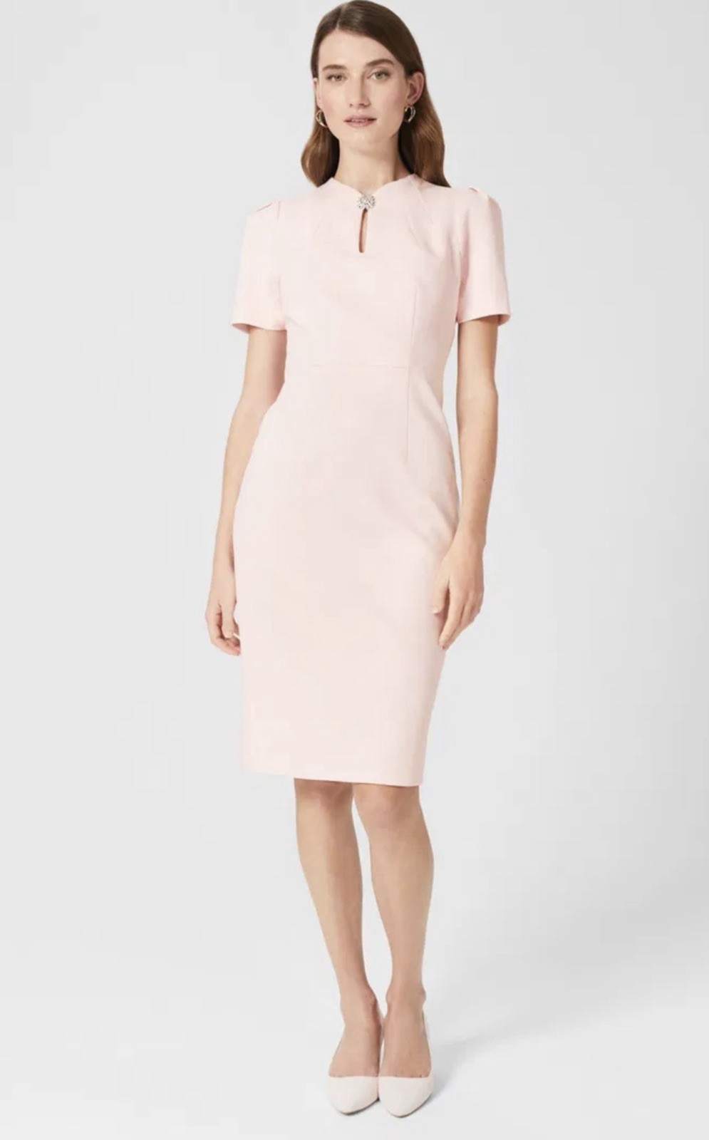 Hobbs Ana Knee Length Shift Pale Pink Dress Size UK12 New With Tags RRP £199